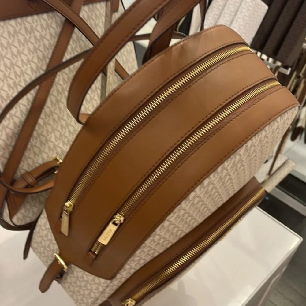 Michael Kors Jaycee Large Zip Pocket Backpack Vanilla